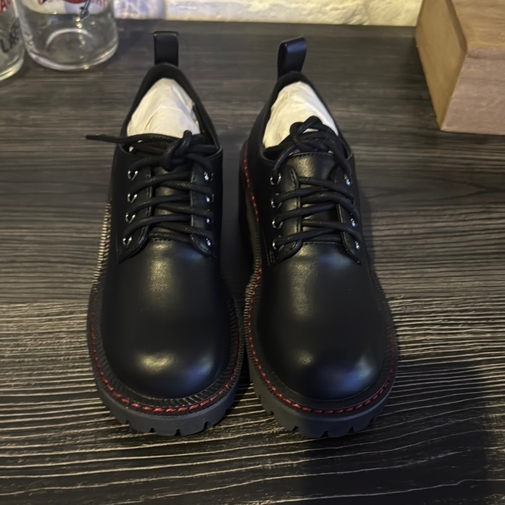 Black vegan leather dress shoes-Boys